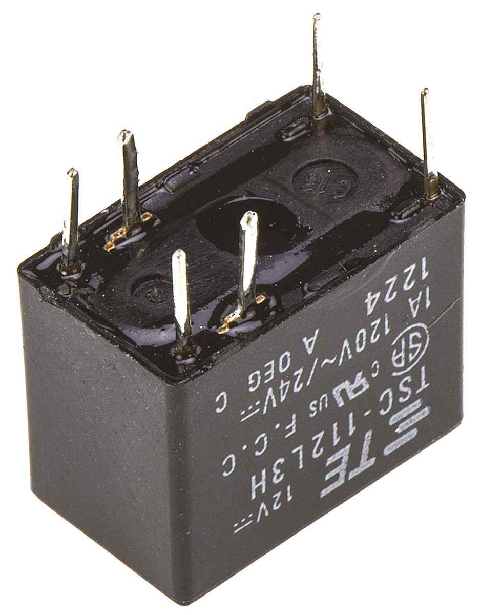 TE Connectivity PCB Mount Signal Relay, 12V dc Coil, 1A Switching Current, DPDT