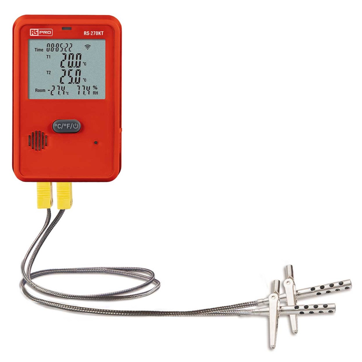 RS PRO DT-270KT Recording Digital Thermometer for Food Industry, Medical, Multipurpose Use, K Probe, +70°C Max