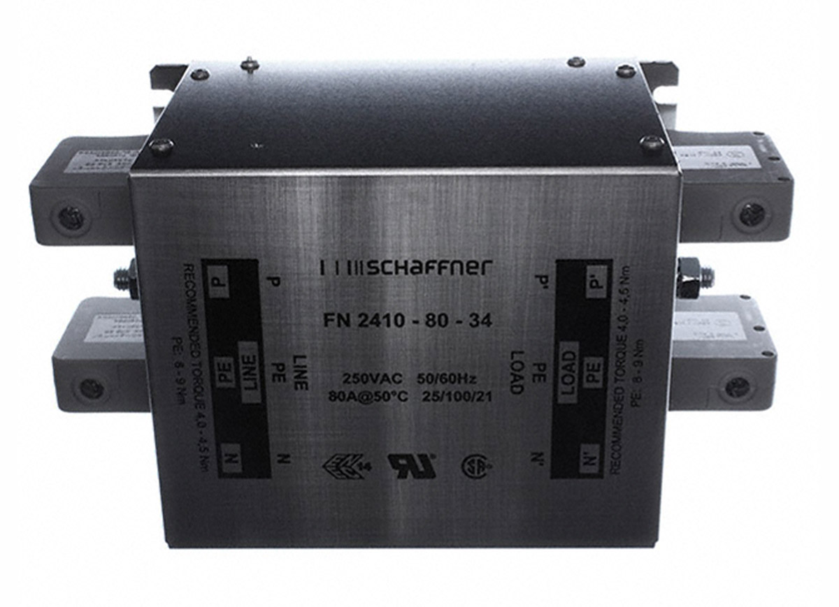 Schaffner, FN2410H 80A 520 V ac 250Hz, Chassis Mount EMC Filter, Terminal Block 2 Phase