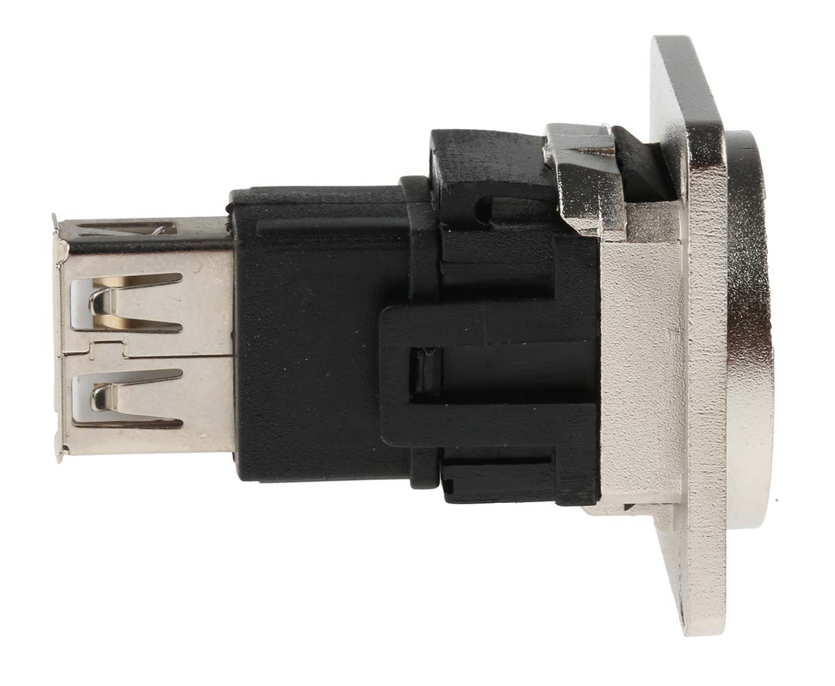 RS PRO Straight, Panel Mount, Socket to Socket- Dual Port Type B to A 2.0 USB Connector