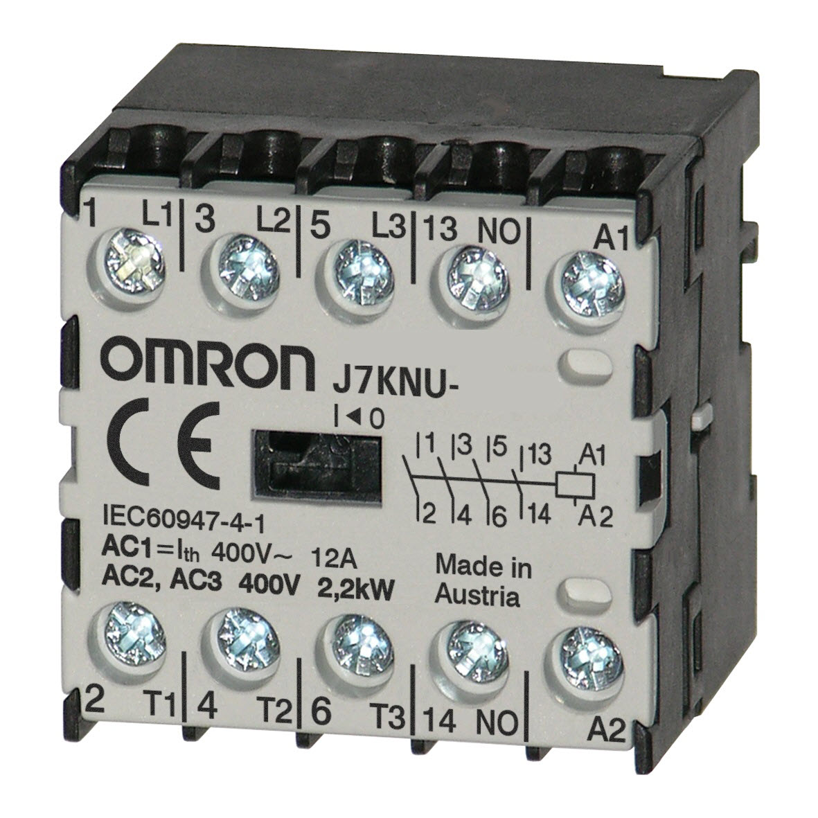 Omron Contactor, 230 V ac Coil, 3-Pole, 5 A, 2.2 kW, 1NC