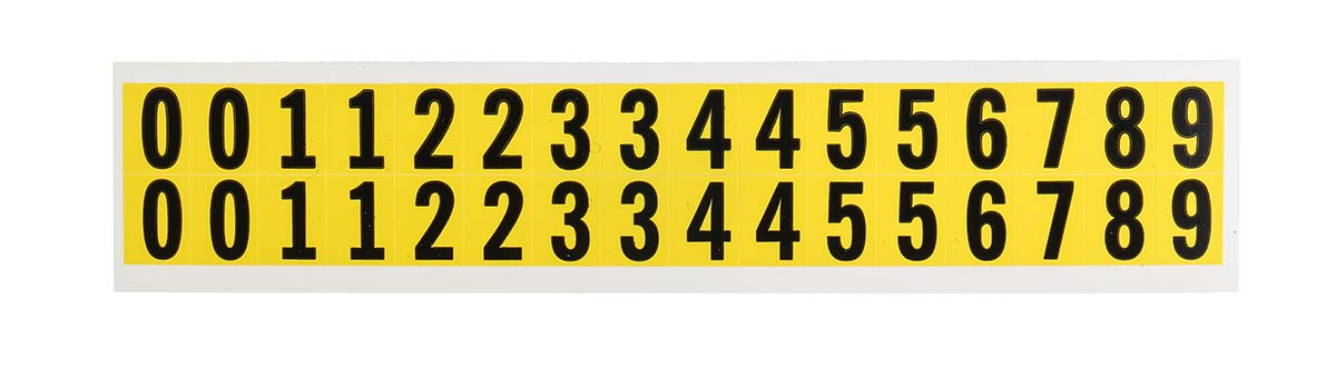 RS PRO Black Self Adhesive Numbers, 15.9mm Character Height