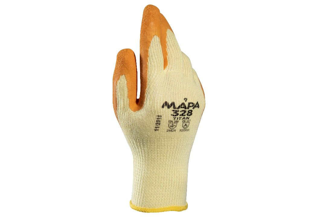 Mapa TITAN 328 Fabric Natural Latex Work Gloves, Size 9