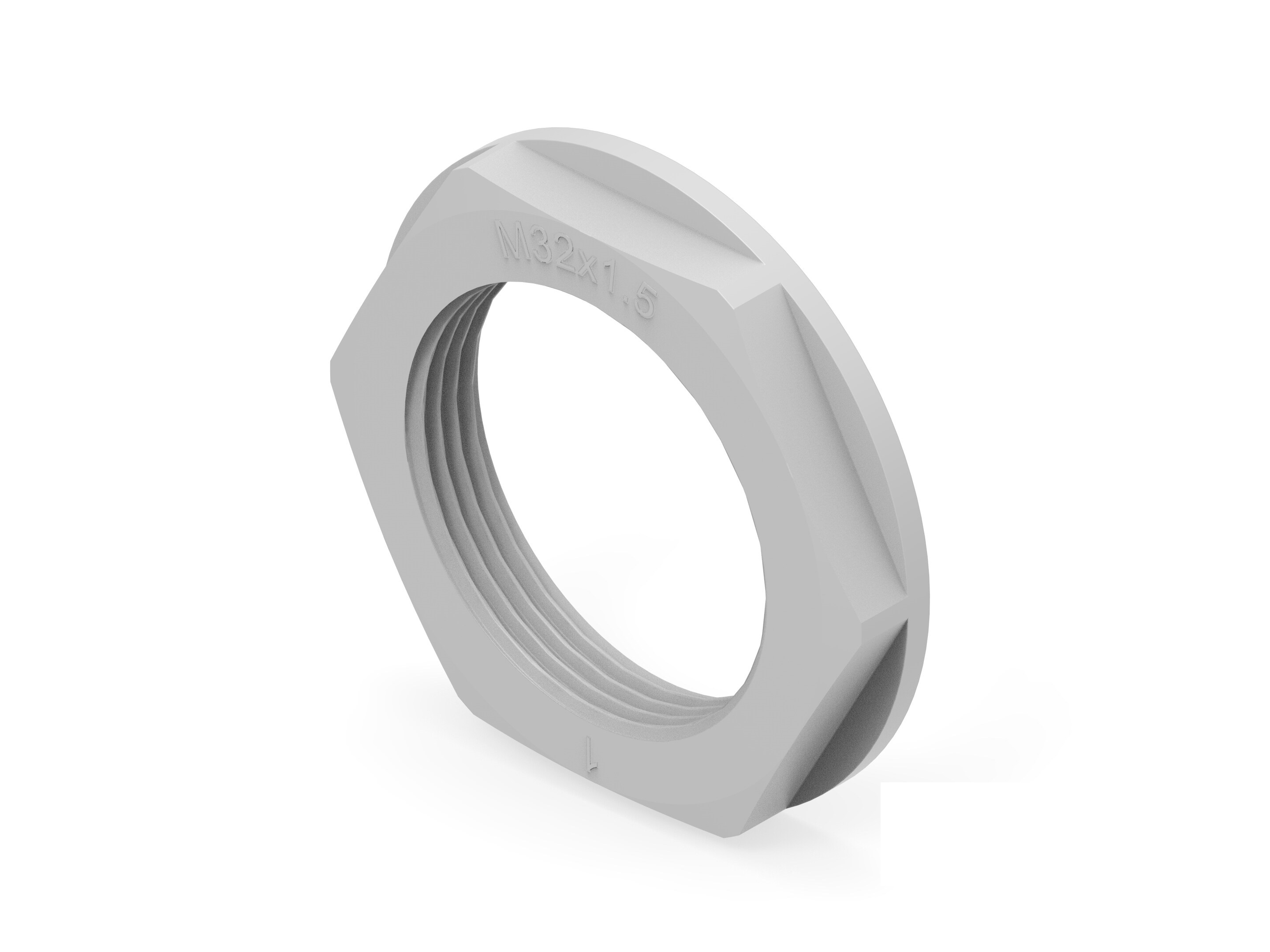 Light Grey UL 94 V2 PA 6 Cable Gland Locknut, M32 Thread
