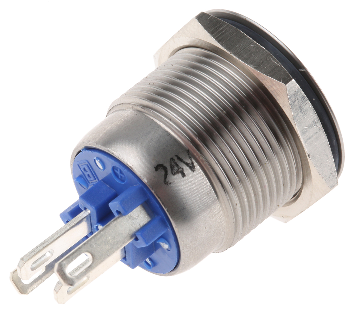 Bulgin MPI002 Series Illuminated Push Button Switch, Momentary, Panel Mount, 19.2mm Cutout, SPST, Blue LED, 24V dc, IP66