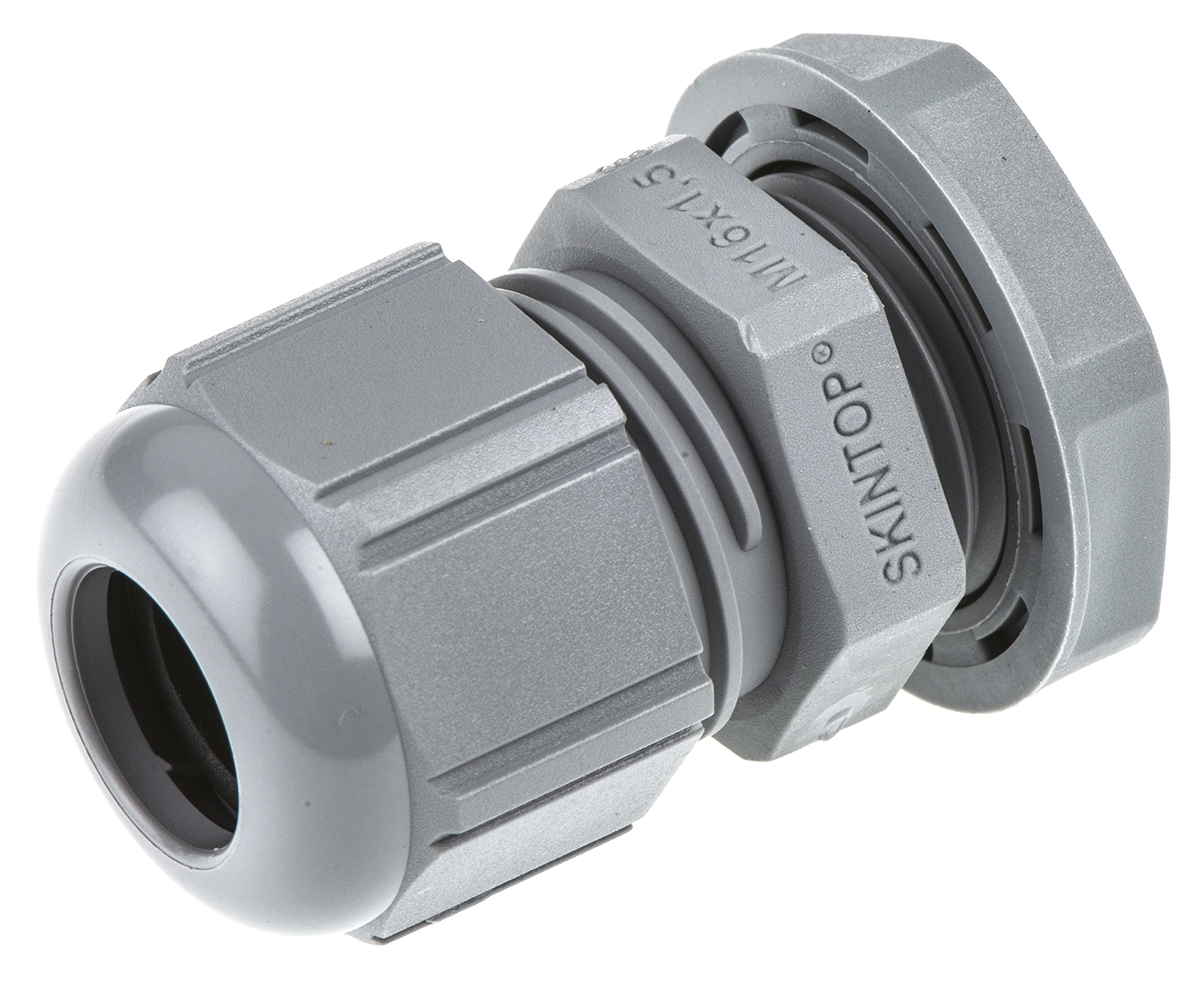 Lapp SKINTOP Series Grey Polyamide Cable Gland, M16 Thread, 4mm min., 10mm max., IP66, IP68, IP69