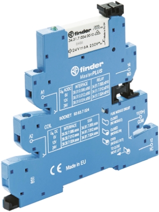 Finder 39 Series Interface Relay, DIN Rail Mount, 230V ac Coil, SPDT, 1-Pole, 6A Load