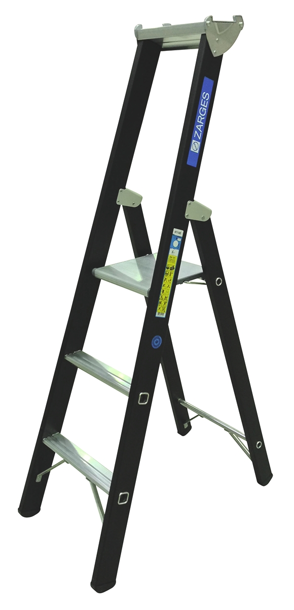 Zarges Aluminium 3 steps Step Ladder, 0.8m platform height