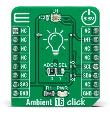 MikroElektronika Ambient 16 Click Ambient Light Sensor Add On Board for BH1726NUC MikroBus