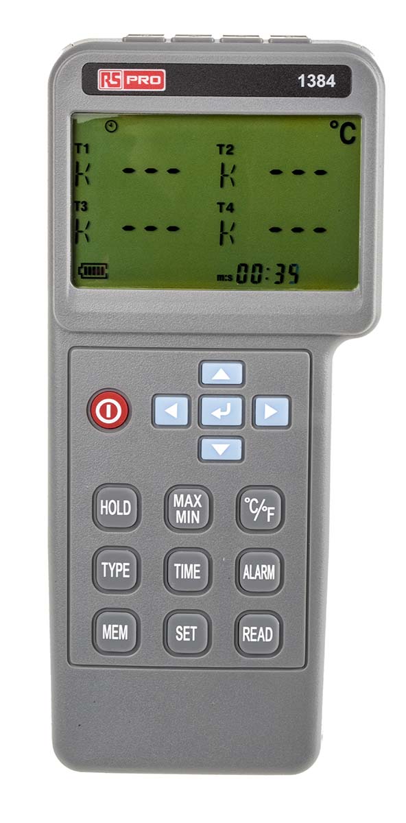 RS PRO 1384 Temperature Data Logger, USB, 4 Input Channel(s)