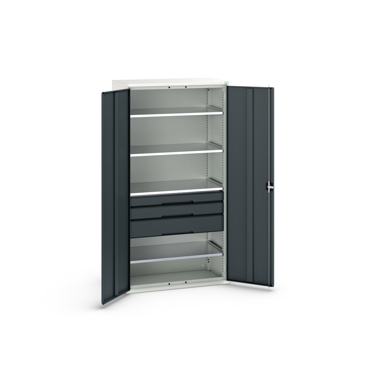 Bott 2 Door, 3 Drawer Sheet Steel Floor Standing Cupboard, 1050 x 550 x 2000mm