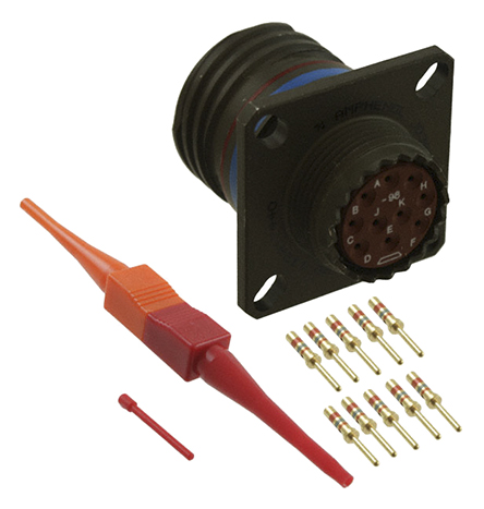 Amphenol Limited, D38999 10 Way Wall Mount MIL Spec Circular Connector ReceptacleGreen, Pin Contacts,Shell Size 13,