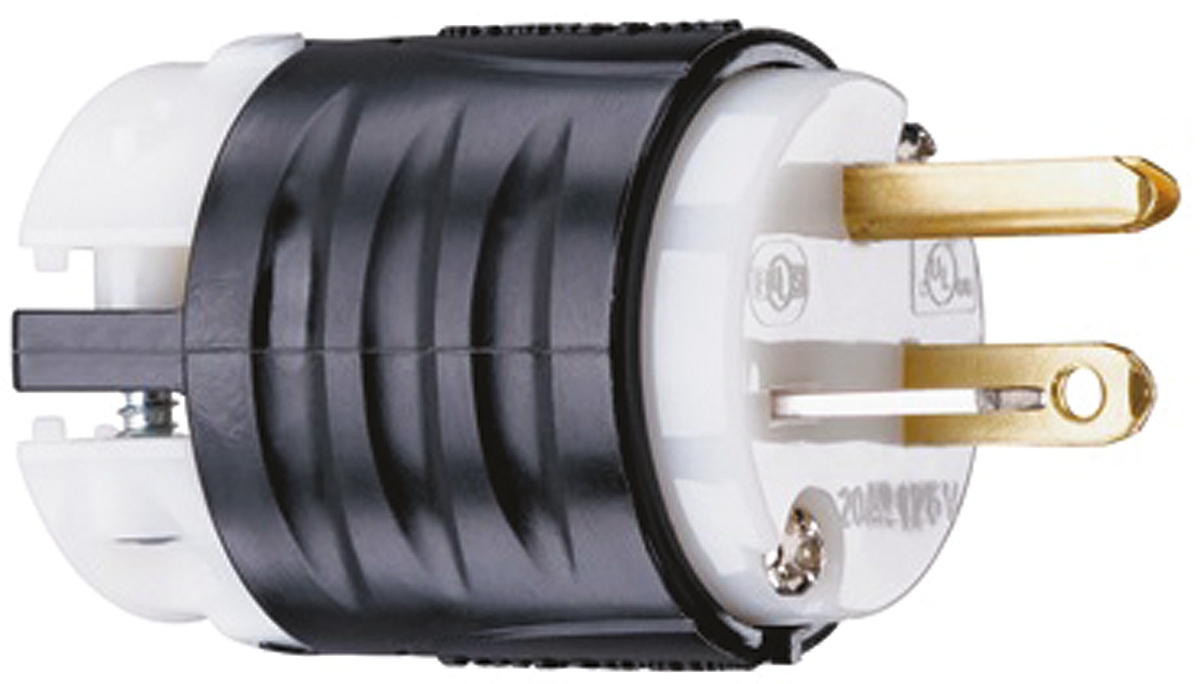 PASS & SEYMOUR USA Mains Plug, 20A Black, White, Cable Mount Nylon Screw, 125 V