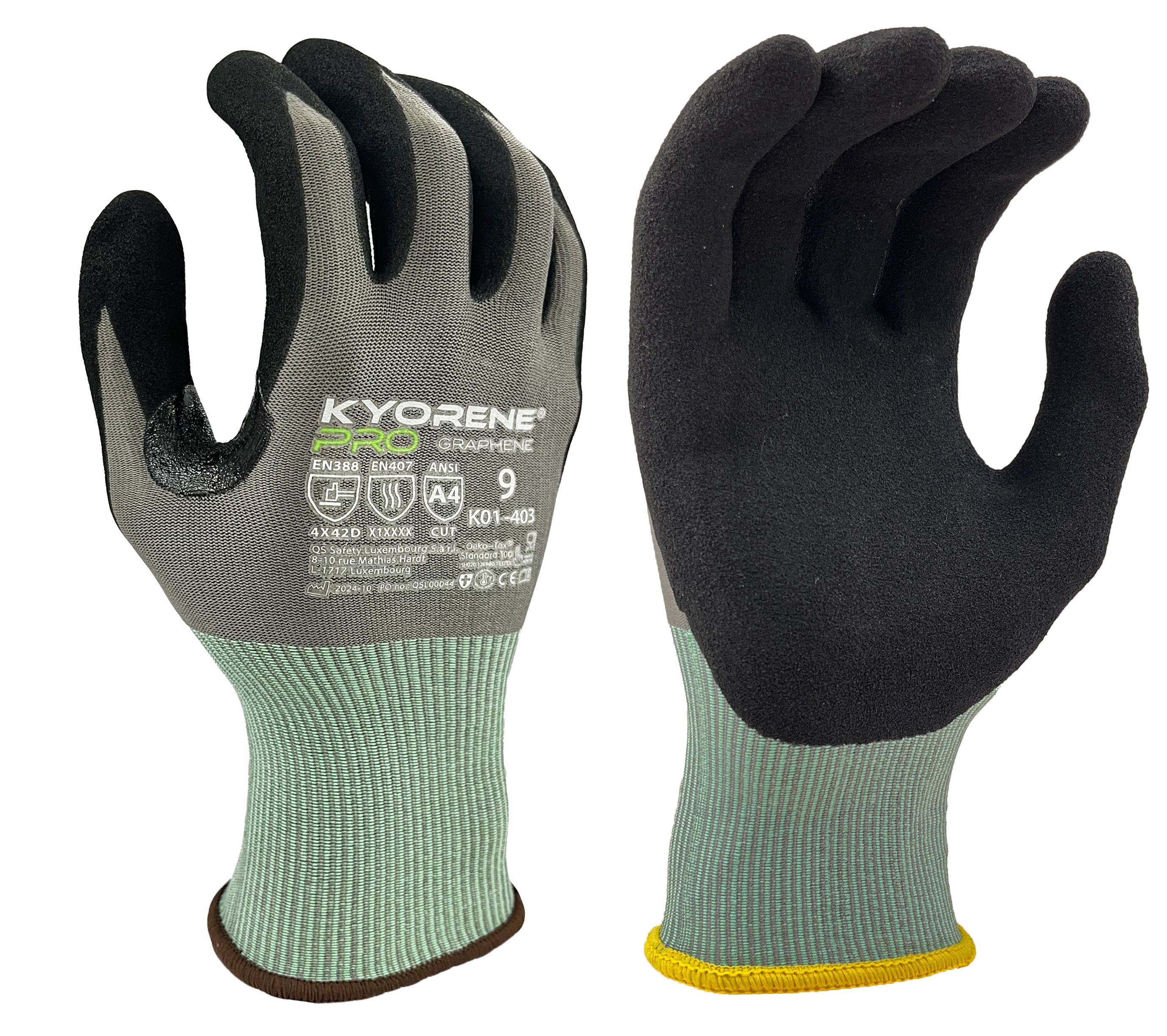 KYORENE Grey Graphene Work Gloves, Size 10, Nitrile Micro-Foam Coating