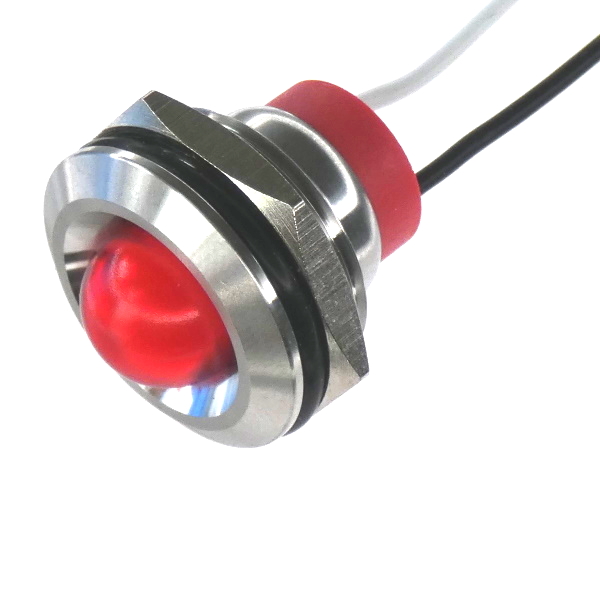 CML Innovative Technologies PL19SL Series Red Panel LED, 110V, 19mm Mounting Hole Size, Lead Wires Termination, IP67