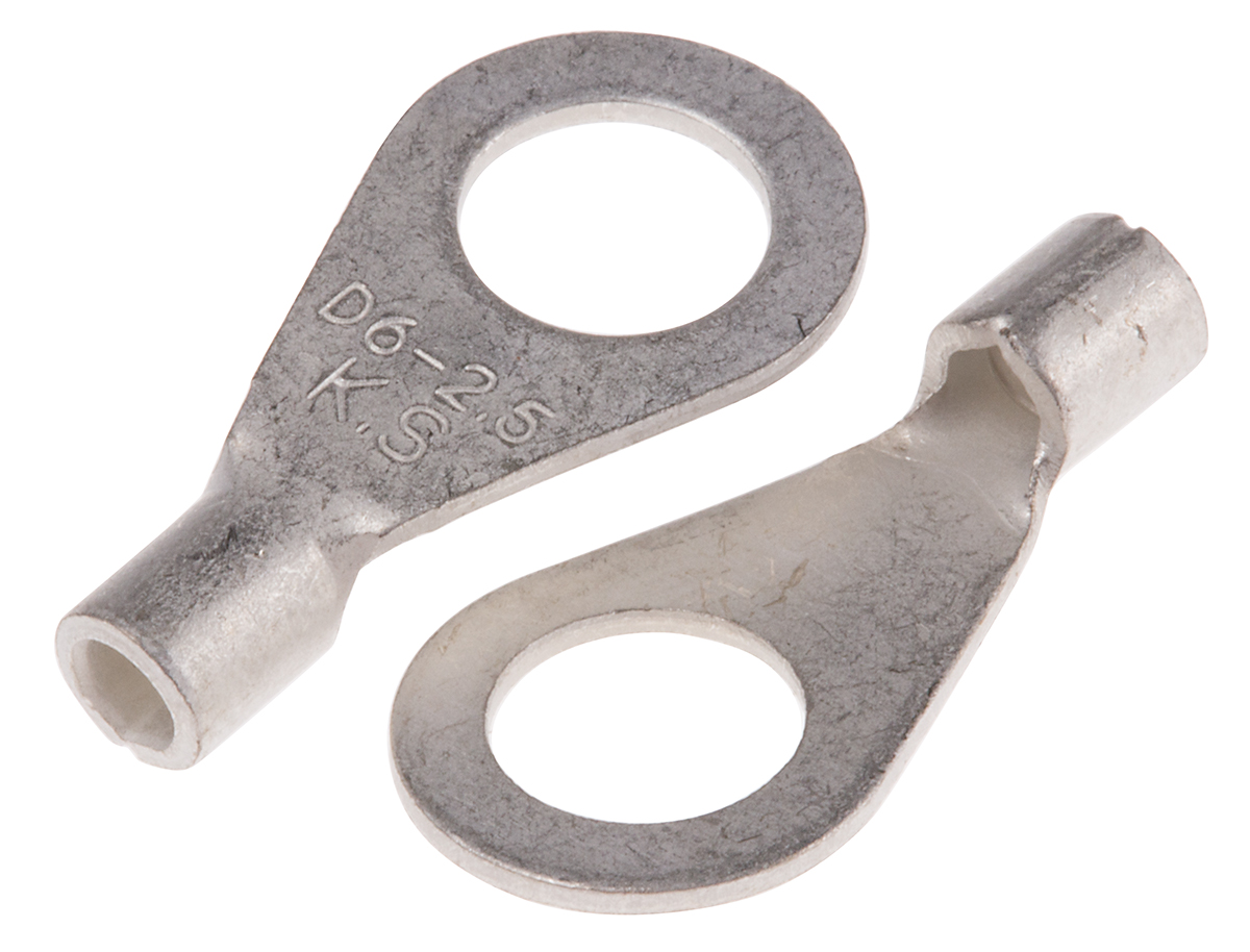 RS PRO Uninsulated Ring Terminal, 6.5mm Stud Size, 1.5mm² to 2.5mm² Wire Size