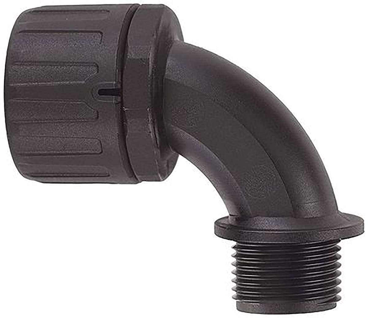 Flexicon 90° Elbow, Conduit Fitting, 28mm Nominal Size, M25, Nylon 66, Black IP66 rating
