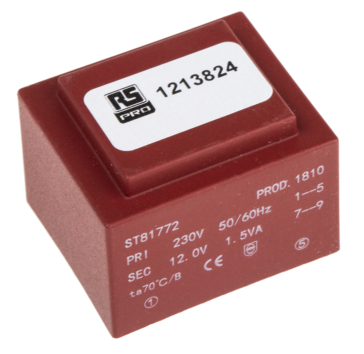 RS PRO 1 x 12V ac 1 Output PCB Mount PCB Transformer, 1.5VA