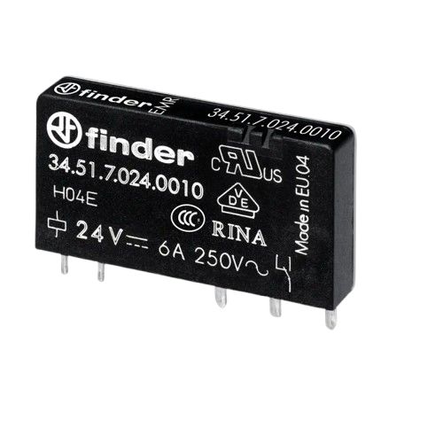 Finder PCB Mount Relay, 24V dc Coil, 6A Switching Current, SPDT