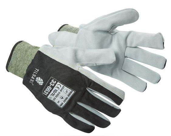 Tilsatec 33-6631 Black, Grey Leather Work Gloves, Size 9, Leather Coating