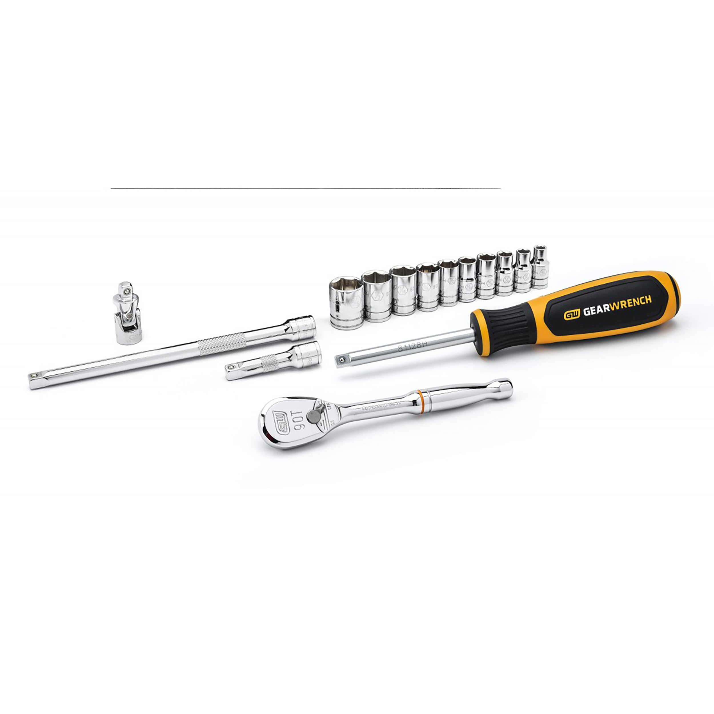 GearWrench 15-Piece Imperial 1/4 in Standard Socket Set with Ratchet, 6 point