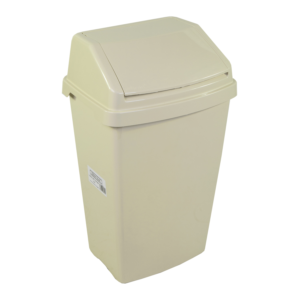 Robert Scott 50 Litre Large Lift Top Bin 50L Cream Flip Polypropylene Waste Bin