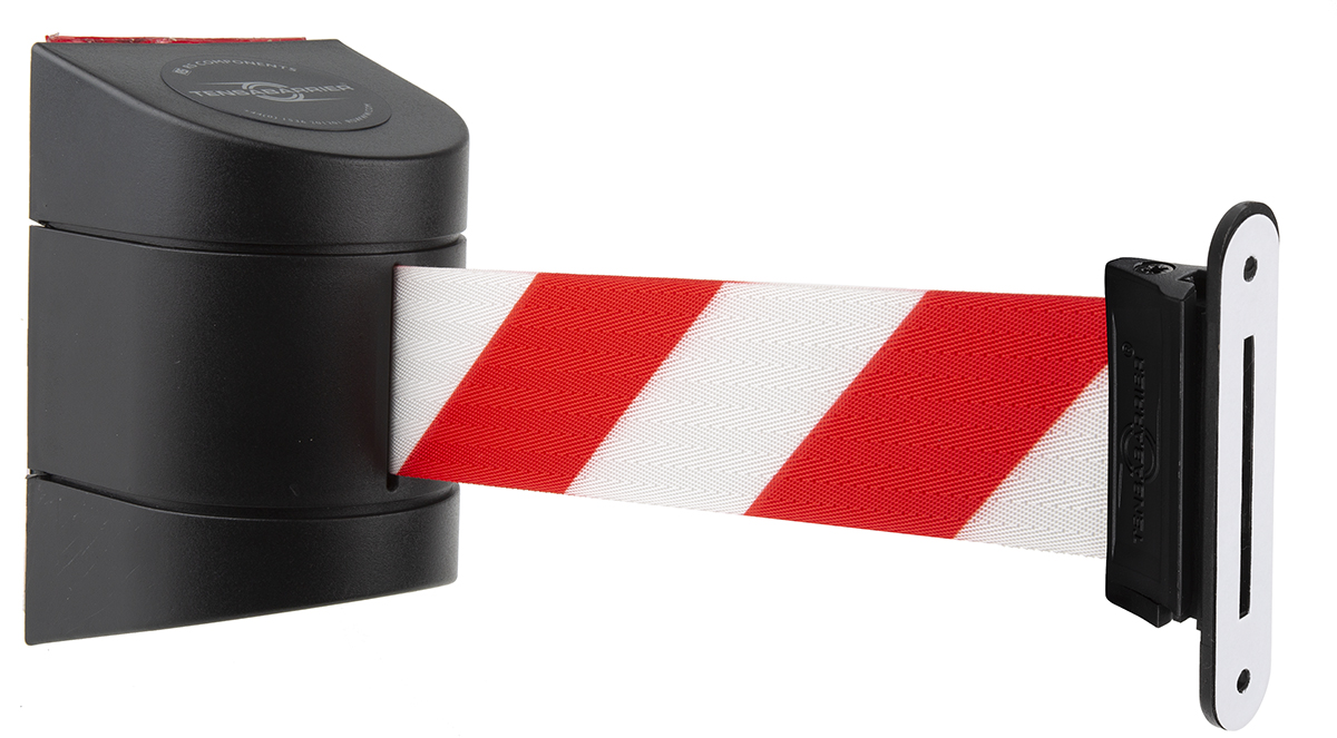 Tensator Red & White Plastic Retractable Barrier, 4.6m, Red, White Tape