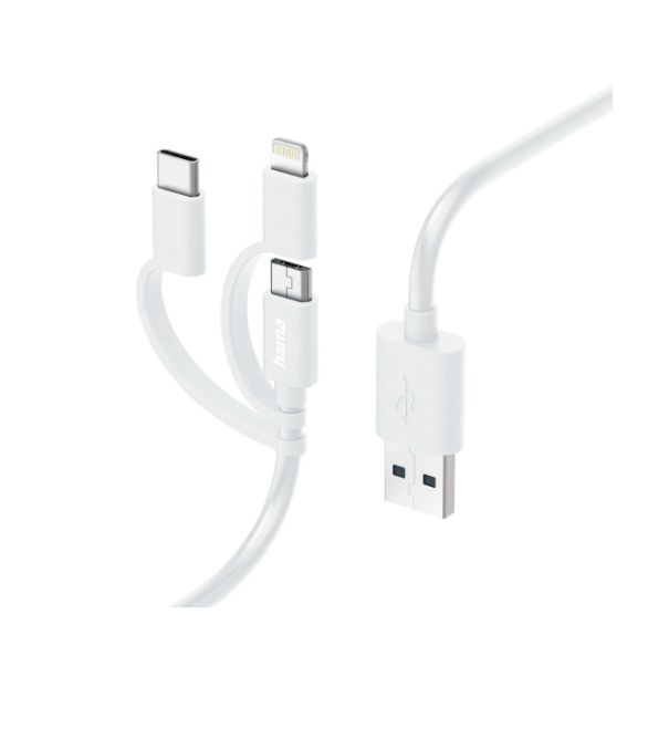 Hama USB 2.0, Male Lightning to Male USB A, USB C, 480Mbps, 1m