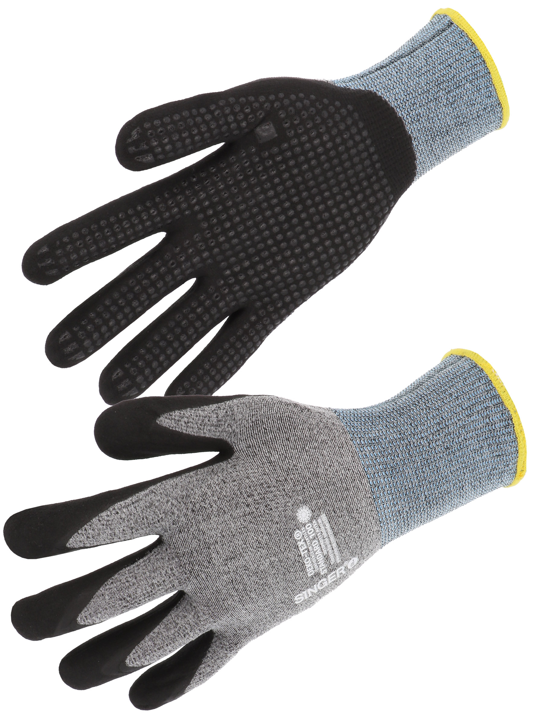 SINGER SAFETY NYMFIT00 Black, Grey Elastane, Polyamide Work Gloves, Size 7, Nitrile Foam Coating