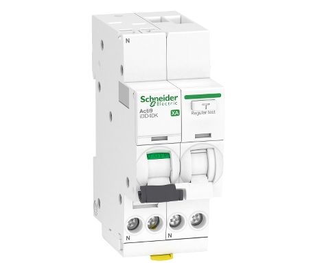 Schneider Electric RCBO, 16A Current Rating, 1P+N Poles, 30mA Trip Sensitivity, Type C, Acti9 Range