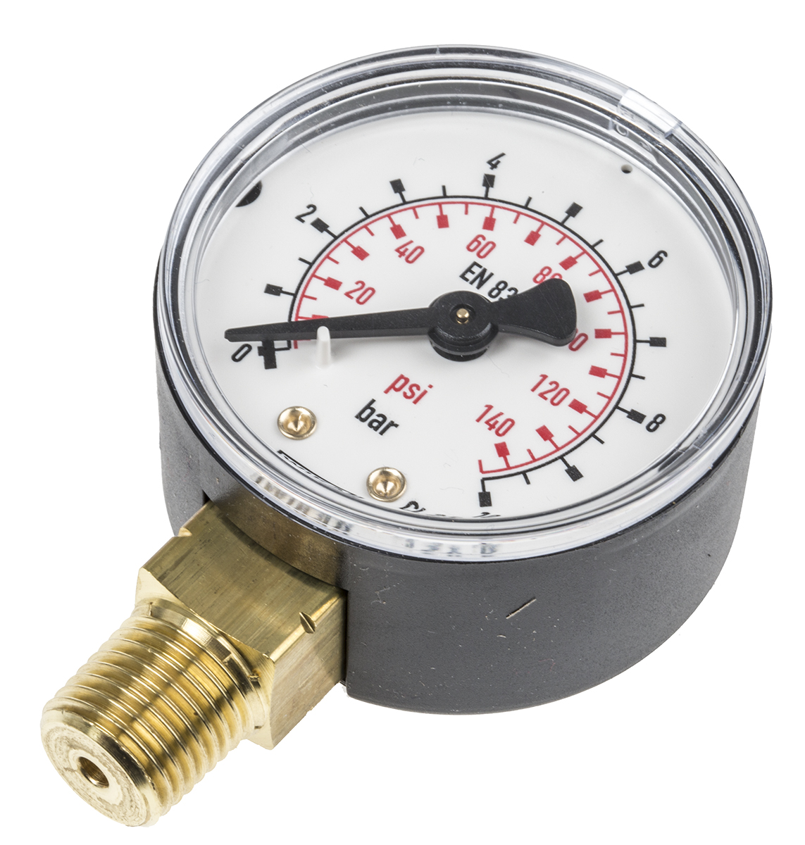 WIKA Analogue Pressure Gauge 10bar Bottom Entry 50mm Outside Diameter, With RS Calibration