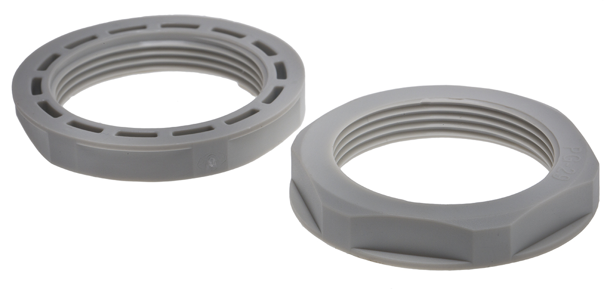 RS PRO Grey Nylon 66 Cable Gland Locknut, PG29 Thread, IP68
