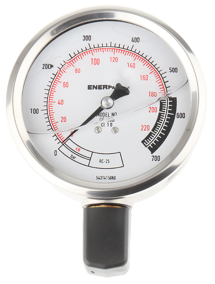 Enerpac Analogue Pressure Gauge 700bar Bottom Entry 100mm Outside Diameter, With RS Calibration