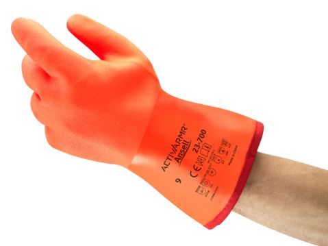 Ansell ActivArmr Orange Cotton Work Gloves, Size 10, Polyvinyl Chloride Coating