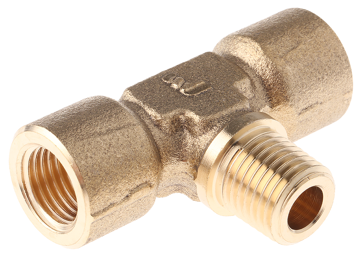 Legris Brass Pipe Fitting, Tee Threaded Branch Tee, Female BSPP 1/4in to Female BSPP 1/4in