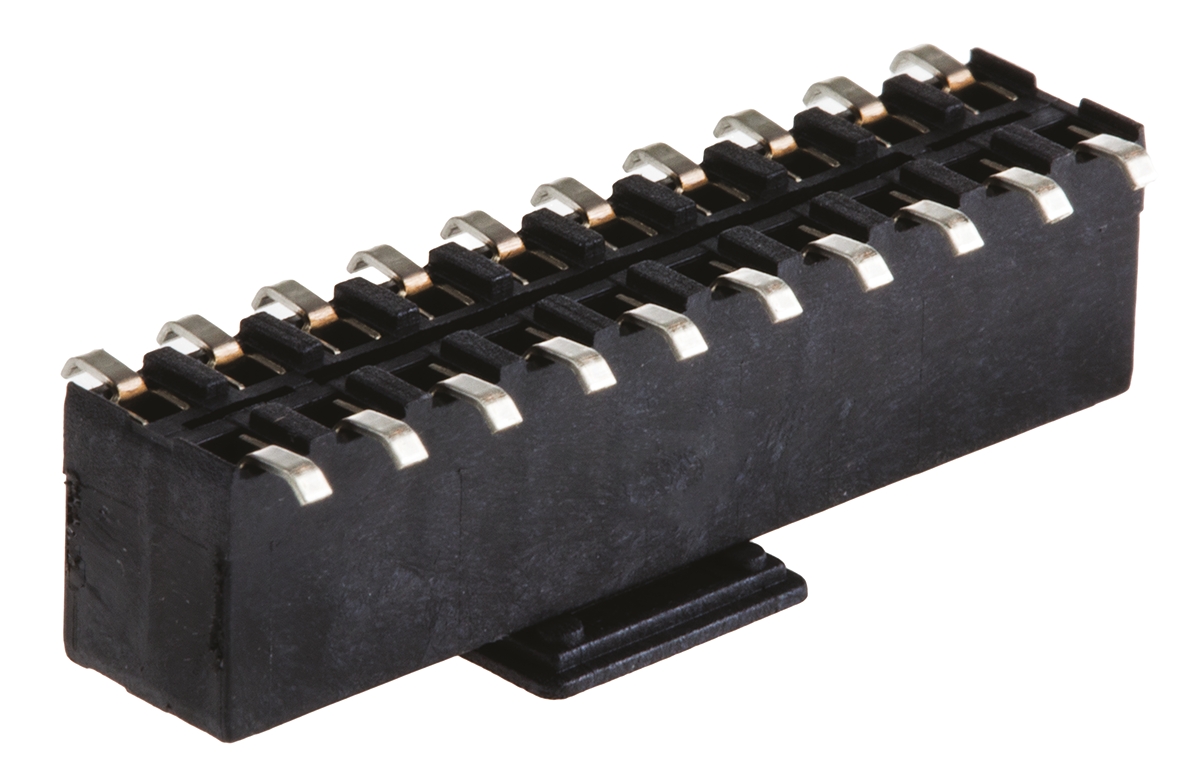 TE Connectivity AMPMODU HV100 Series Straight Surface Mount PCB Socket, 20-Contact, 2-Row, 2.54mm Pitch, Solder