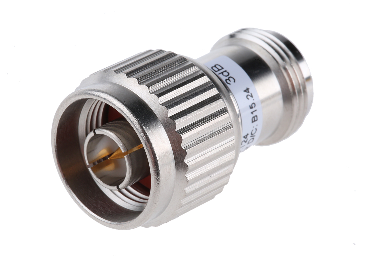 Radiall 50Ω RF Attenuator Straight N Connector N Plug to N Socket 3dB, Operating Frequency 3GHz