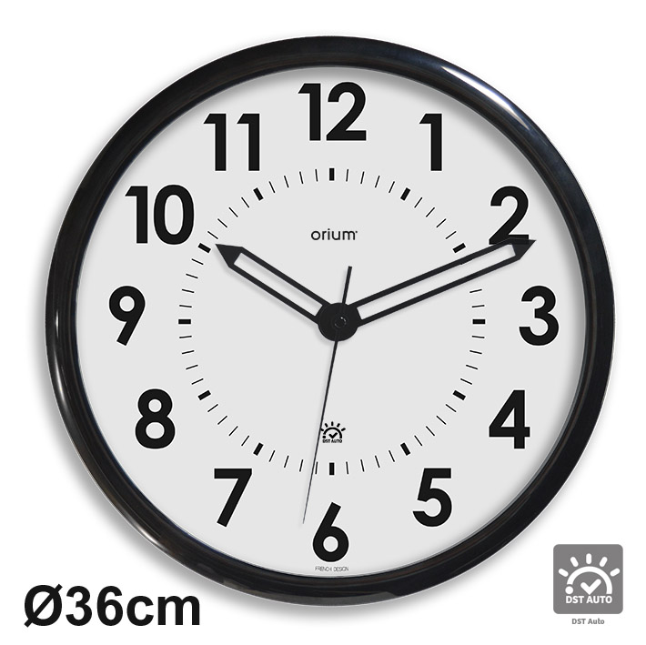 Orium Black Radio Controlled Analog Wall Clock, 36cm Diameter