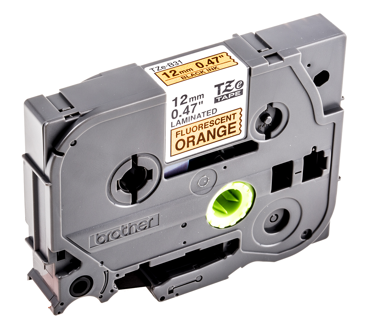 Brother Black on Orange Label Printer Tape, 5 m Length, 12 mm Width