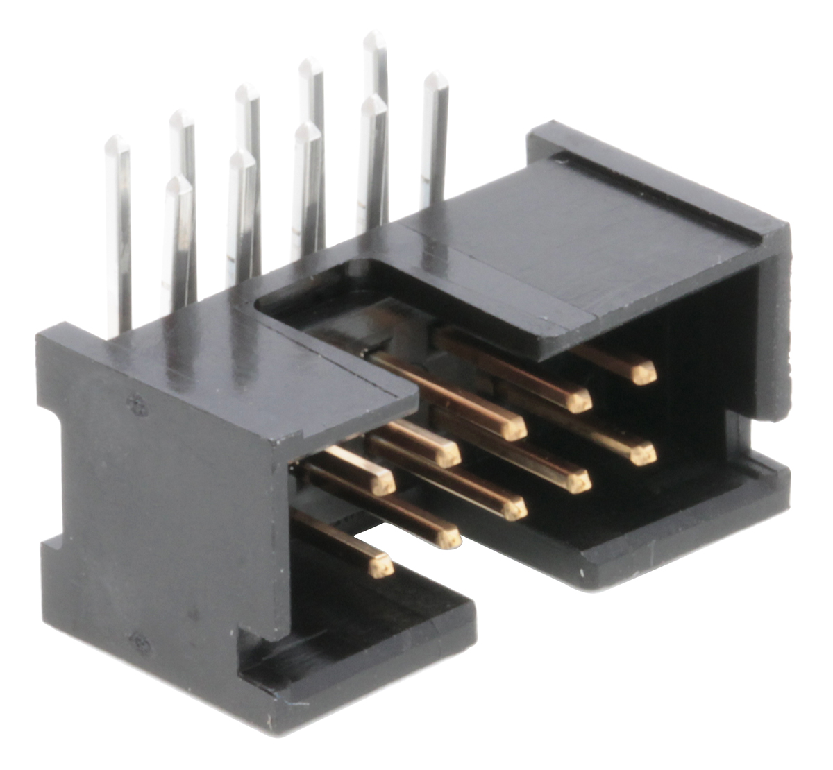TE Connectivity AMP-LATCH Series Right Angle Through Hole PCB Header, 10 Contact(s), 2.54 mm Pitch, 2 Row, Shrouded