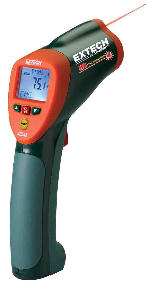 Extech 42545 Infrared Thermometer, -50°C Min, +1000°C Max, 2 °C Accuracy, °C and °F Measurements