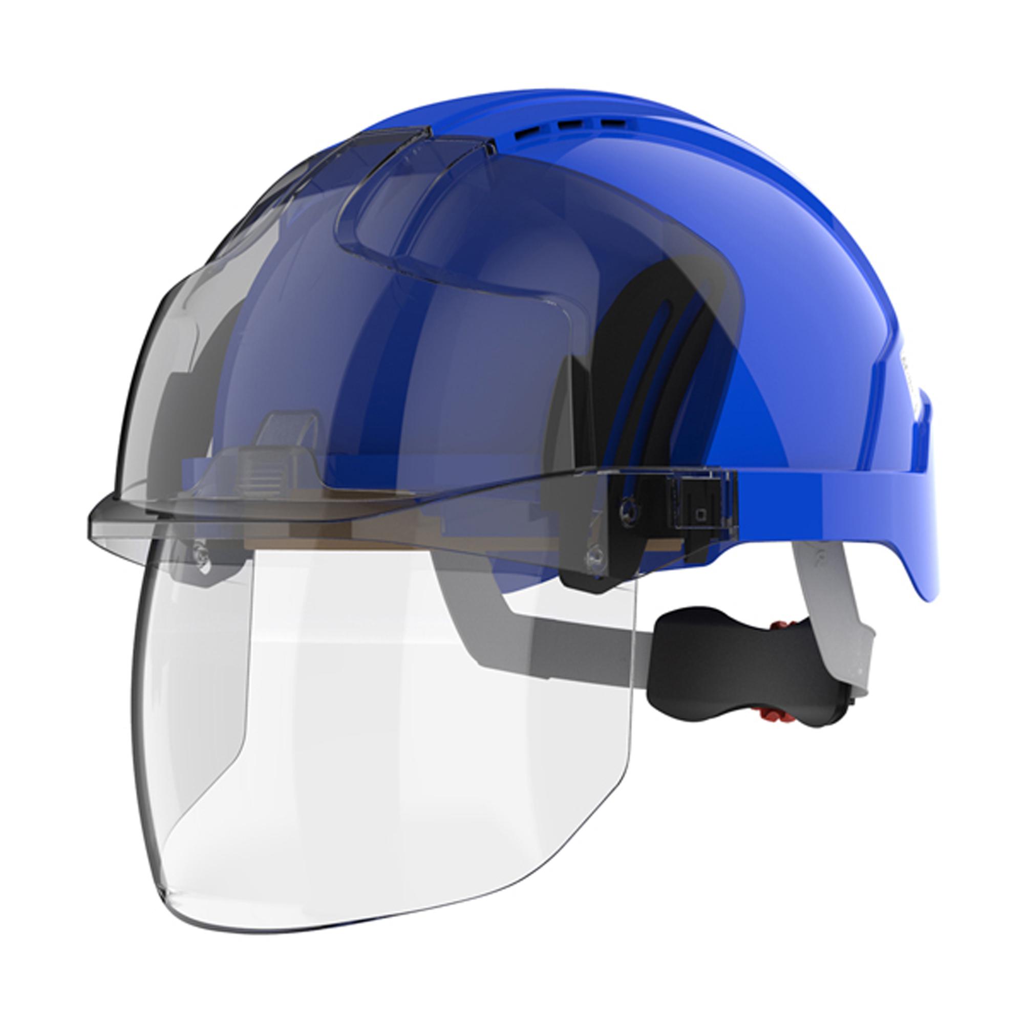 JSP EVOVISTAshield Blue Safety Helmet, AdjustableVentilated