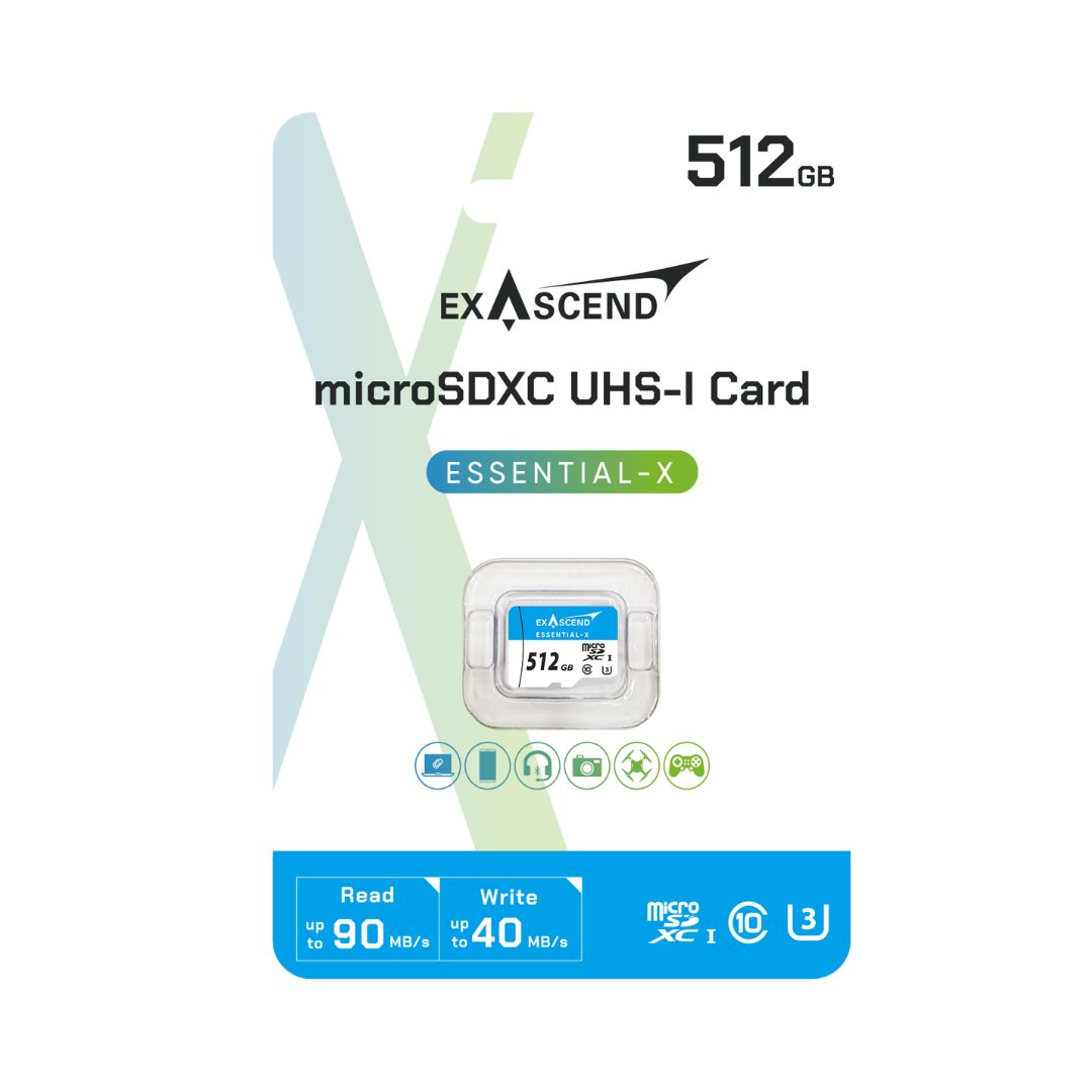 Exascend 512 GB MicroSDXC Micro SD Card, Class 10, UHS-1 (U3)