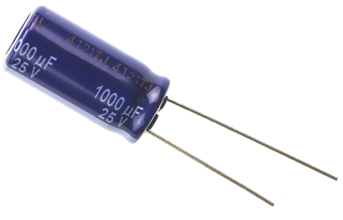 Panasonic 1000μF Aluminium Electrolytic Capacitor 25V dc, Radial, Through Hole - ECA1EM102