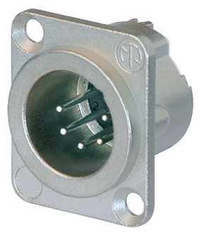 Neutrik Panel Mount XLR Connector, Male, 50 V, 5 Way, Silver over Nickel Plating