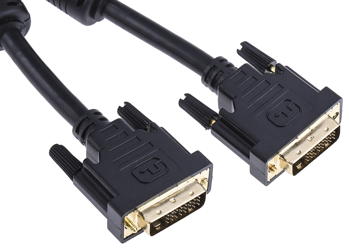 RS PRO, Male DVI-D Dual Link to Male DVI-D Dual Link  Cable, 2mBlack sheathFoil shielding