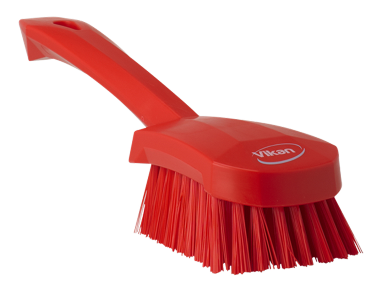 Vikan Hard Bristle Red Scrubbing Brush, 36mm bristle length, Polyester bristle material