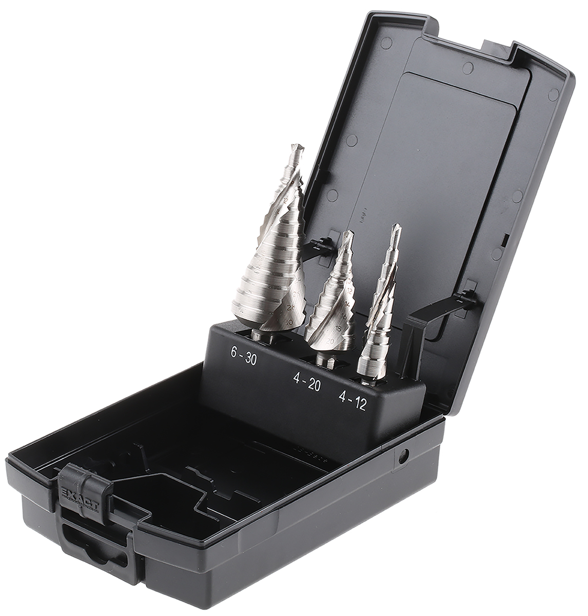 EXACT 3-Piece Step Drill Bit Set for Metal, 30mm Max, 4mm Min, HSS Bits