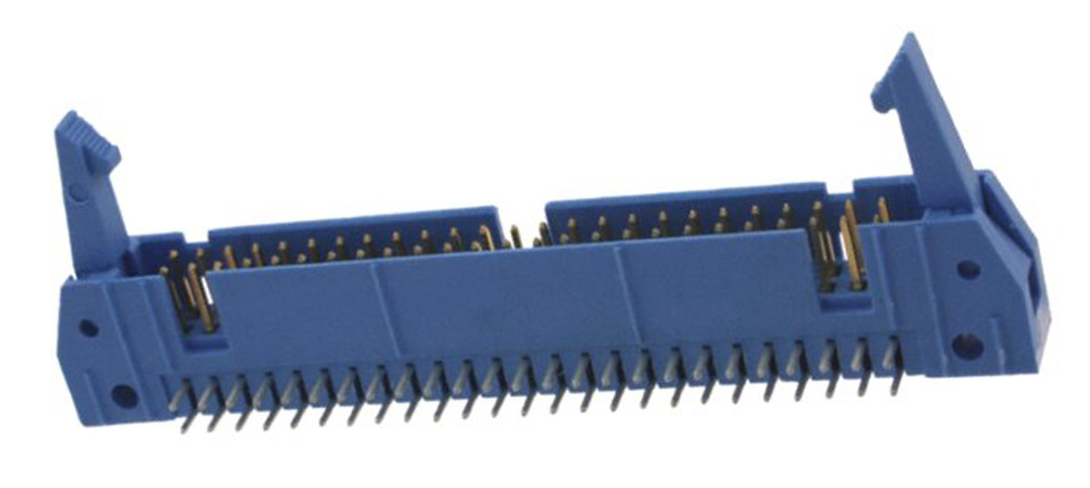 TE Connectivity AMP-LATCH Series Right Angle Through Hole PCB Header, 50 Contact(s), 2.54 mm Pitch, 2 Row, Shrouded