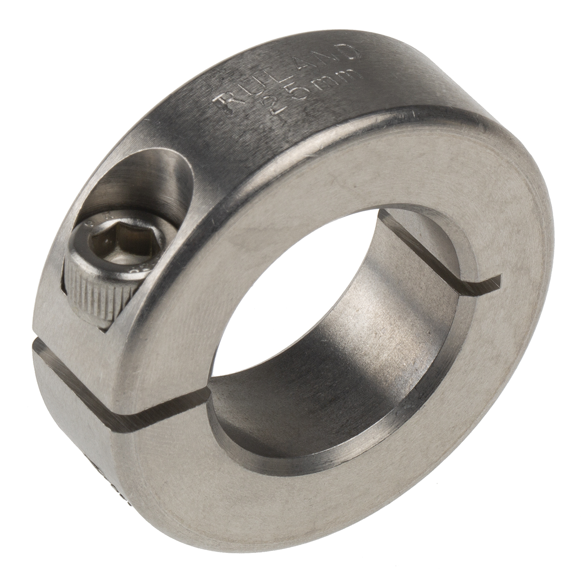 Ruland Shaft Collar, One Piece, Clamp Screw, Bore 25mm, OD 45mm, W 15mm, 303 Stainless Steel